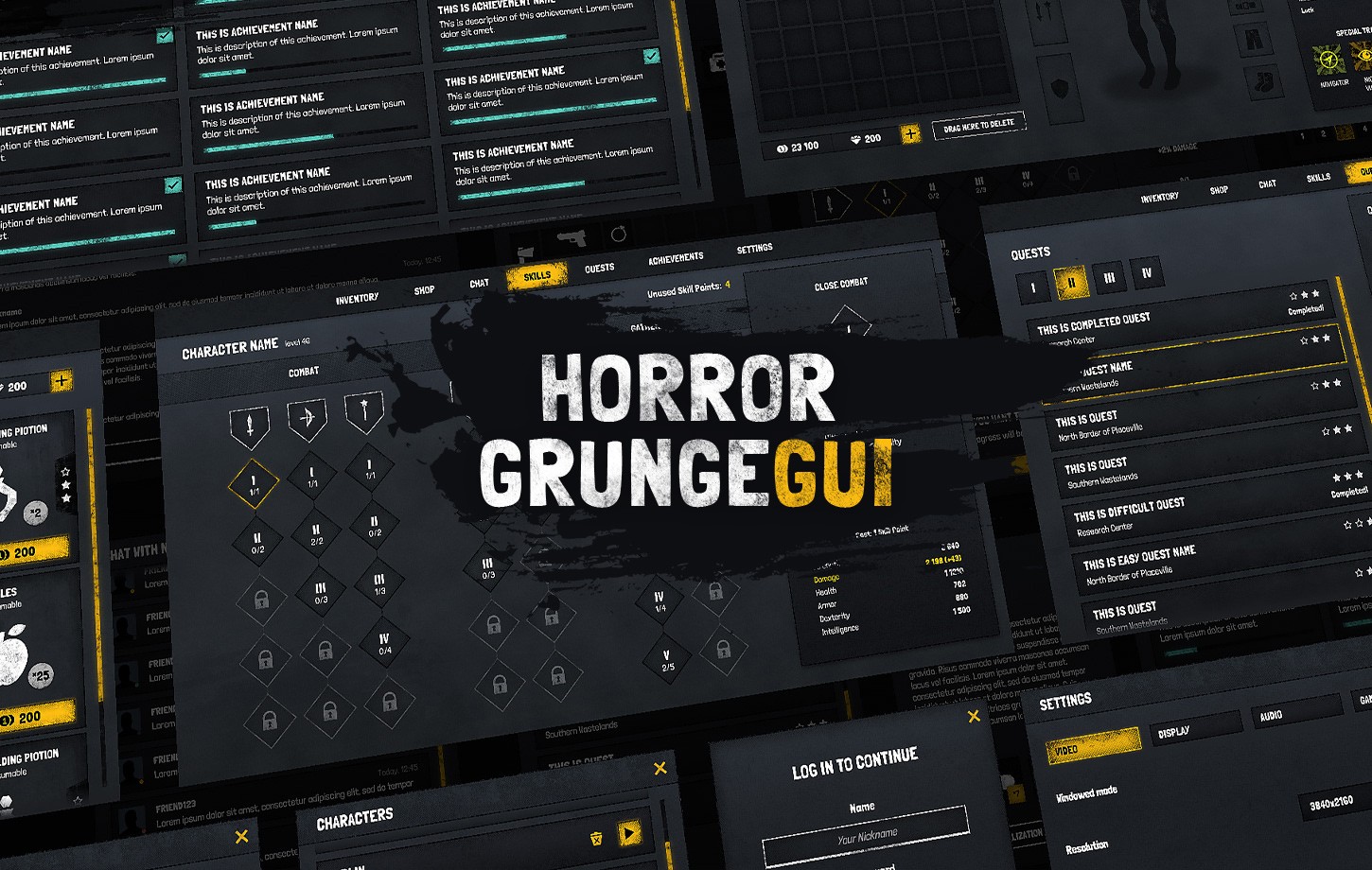 Horror Grunge Dark GUI / UI Kit