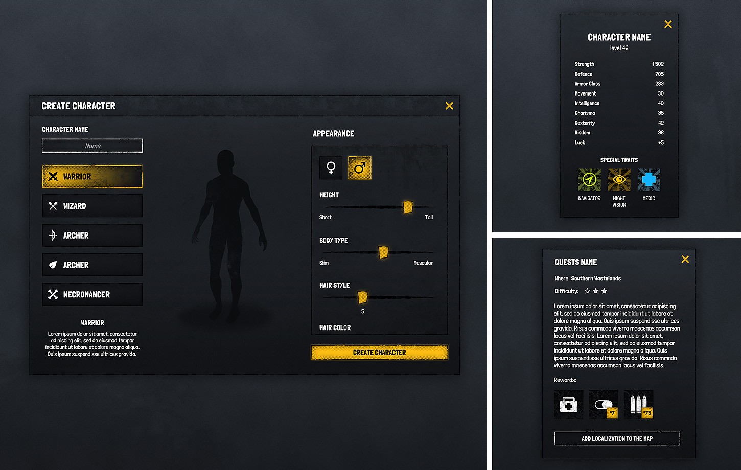 Horror Grunge Dark GUI / UI Kit