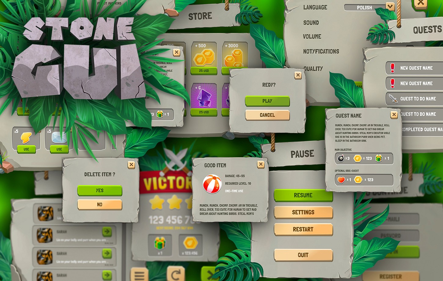 Stone & Jungle GUI / UI Kit