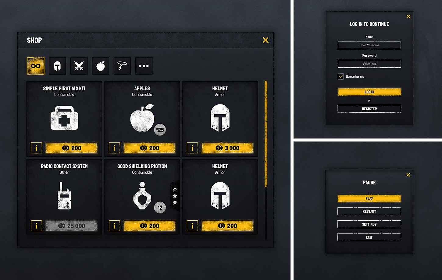 Horror Grunge Dark GUI / UI Kit