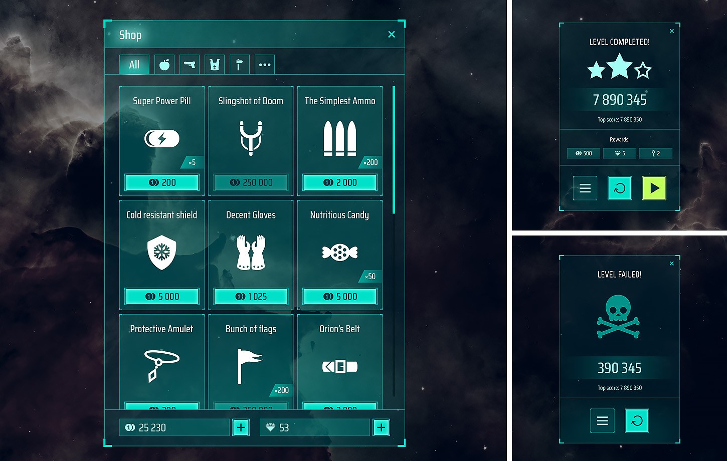 Sci-Fi, Space full GUI / UI Kit